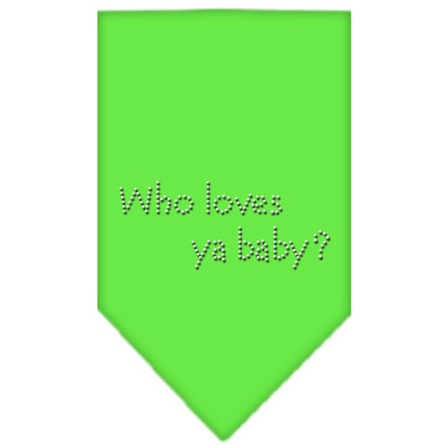 Who Loves Ya Baby Rhinestone Bandana Lime Green Large